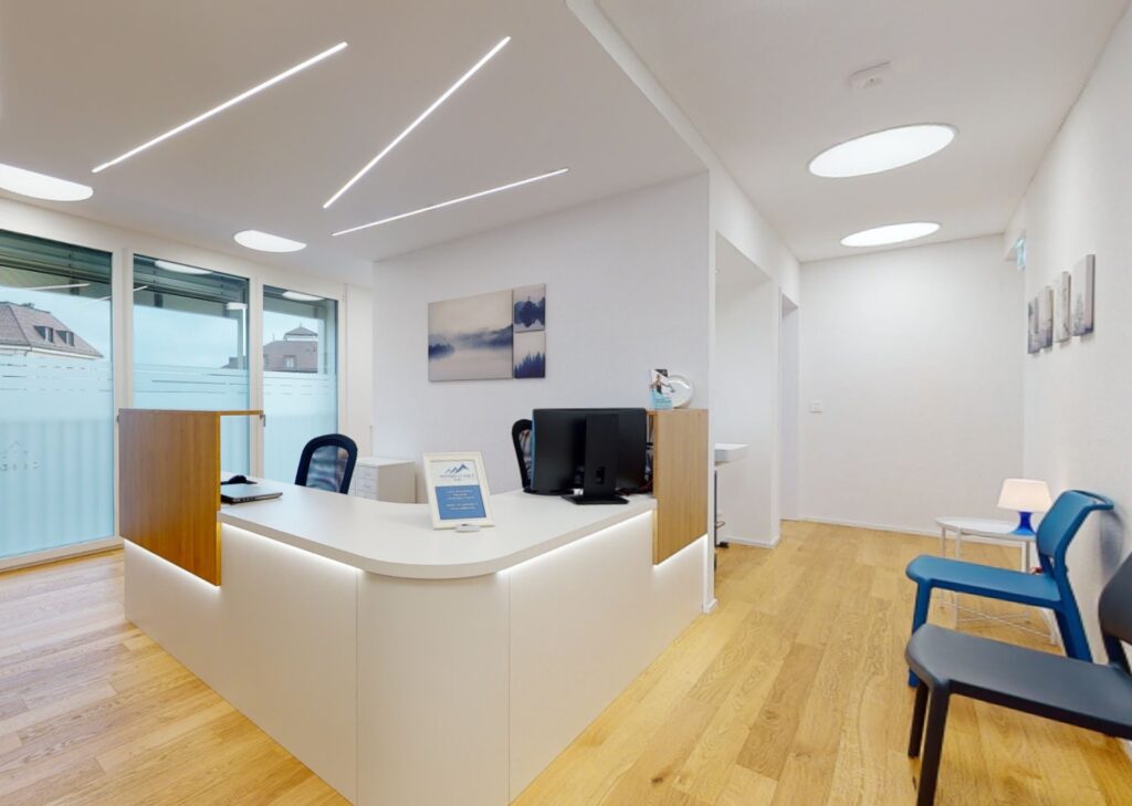 Accueil et réception de Physio Clinics à Bulle - centre moderne et lumineux