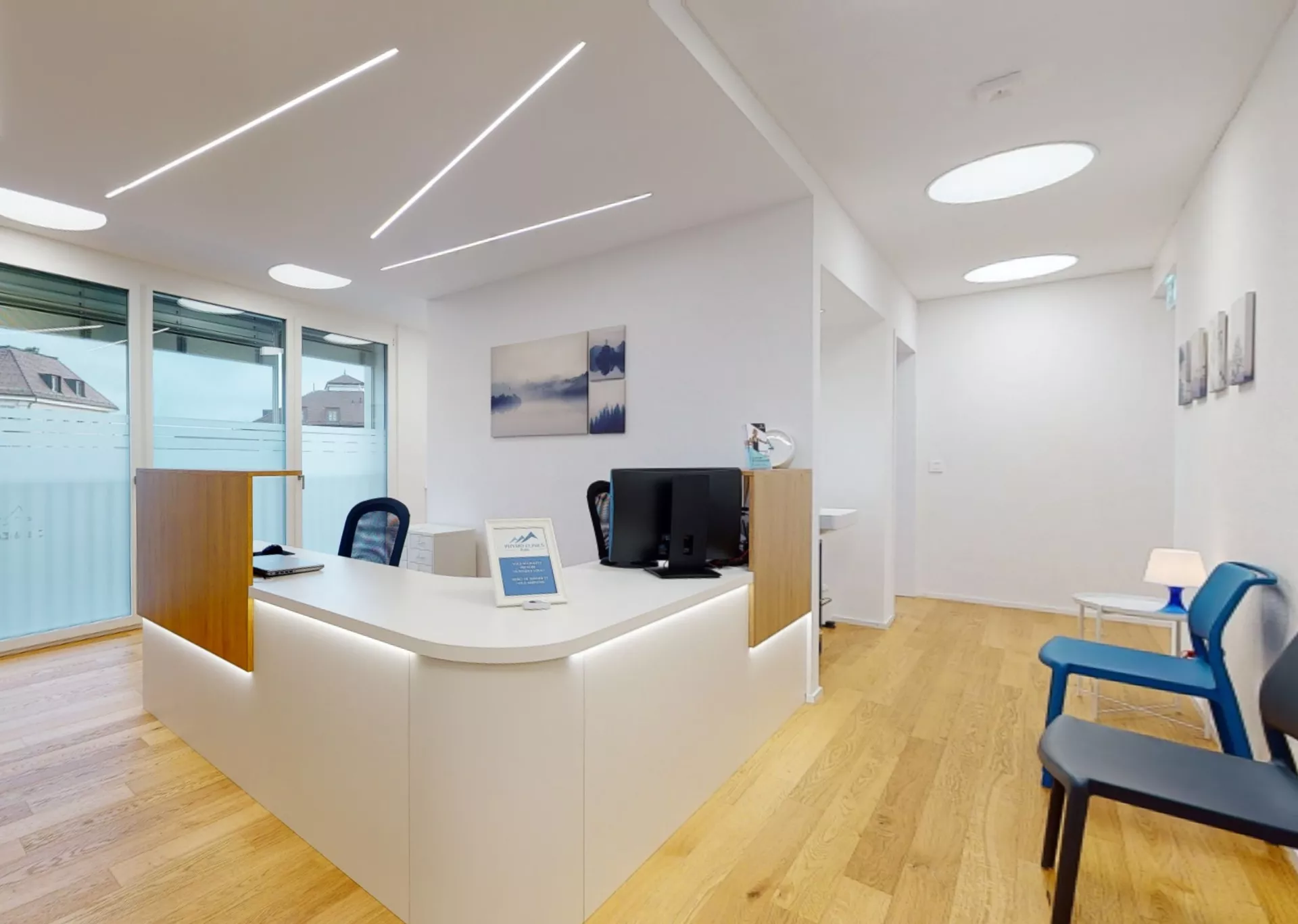 Accueil et réception de Physio Clinics à Bulle - centre moderne et lumineux